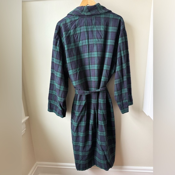 VERMONT COUNTRY STORE Portuguese Flannel Wrap Robe Plaid Blackwatch Cotton M - Picture 2 of 5